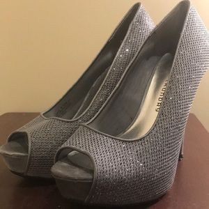 Silver Peep Toe Heels
